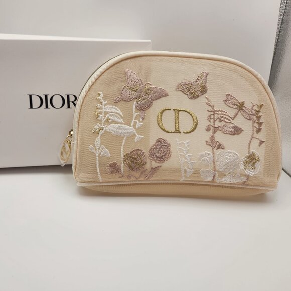 DIOR FLORAL EMBROIDERED MESH MAKEUP TRAVEL BAG LIMITED EDITION NEW IN BOX - GWP - Picture 1 of 1